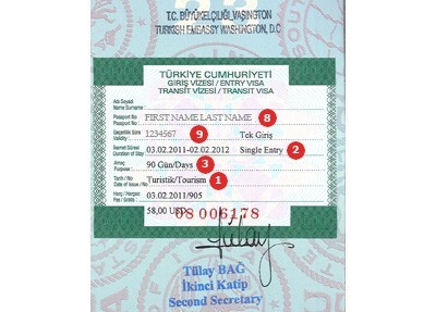 turkey visa sample